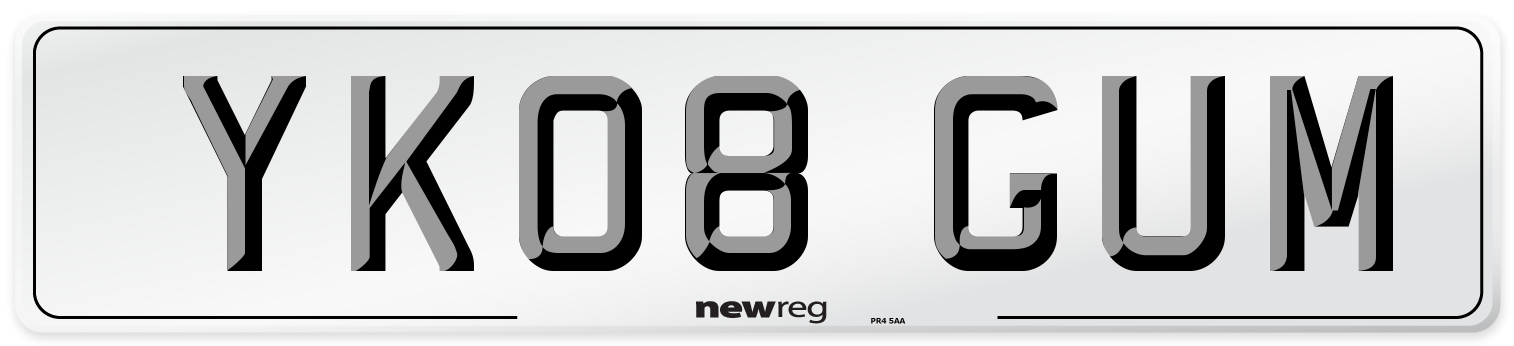 YK08 GUM Number Plate from New Reg